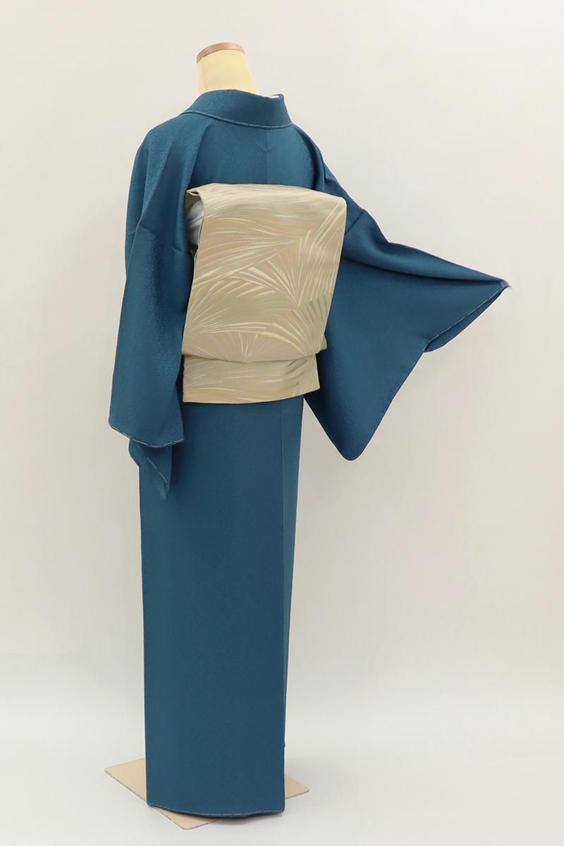 銀座【C-2935】前田華清作 色無地 青色系 コスモスの地紋 （反端付