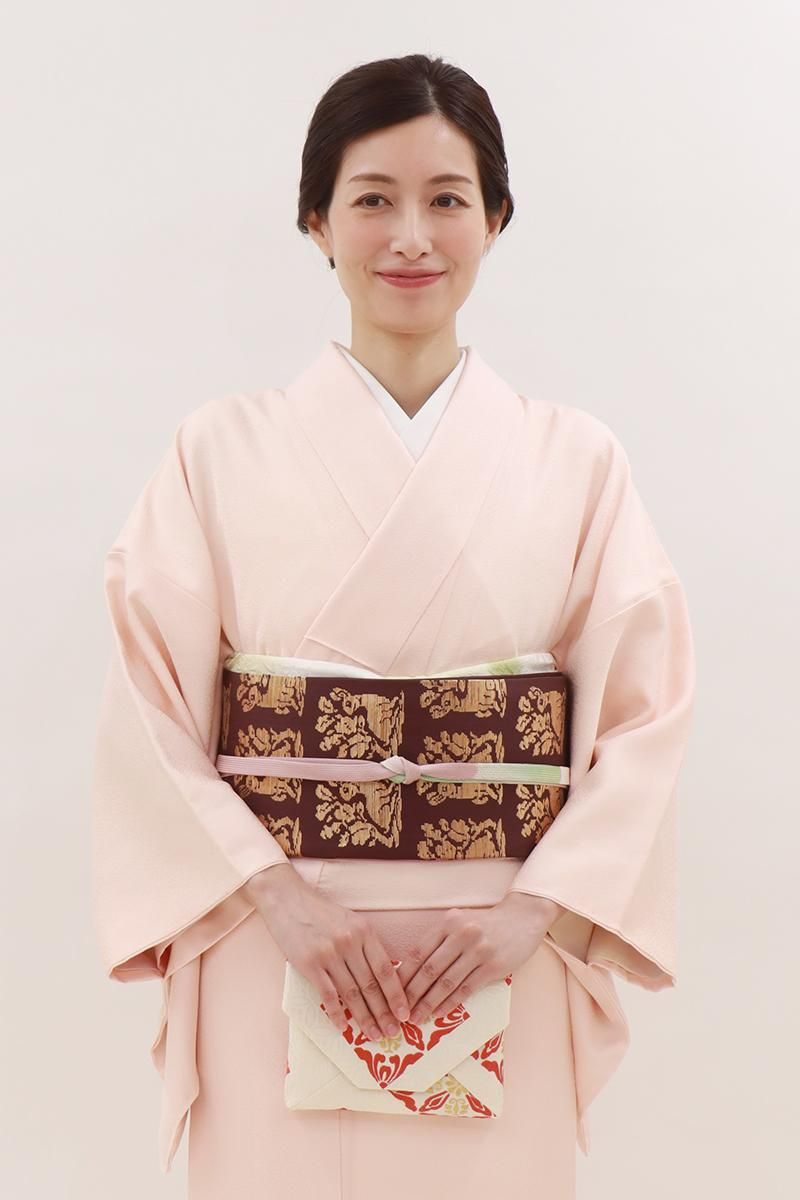 銀座【H-0029】たつむら製 開き織名古屋帯 紫色系 花兎文（落款