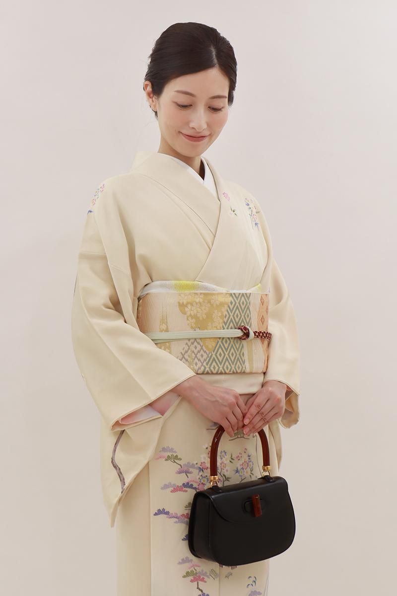 京都｜西陣織｜着物袋帯（純シルク、光沢あり、秋の花柄）