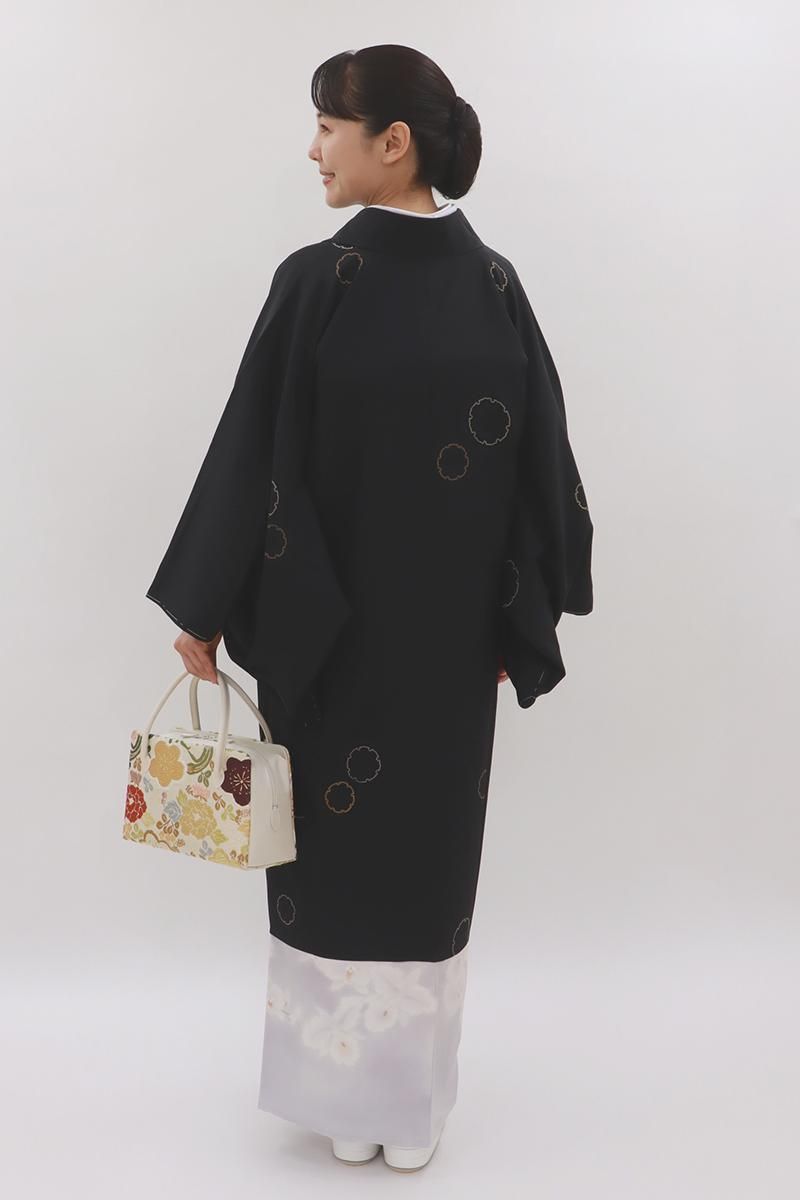 銀座【E-2088】道中着 黒色系 雪輪文:身丈102.5/裄68 - 銀座きもの青木