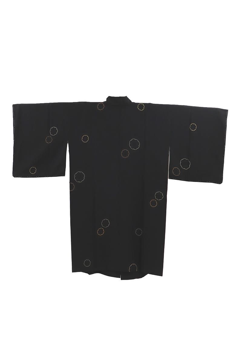 銀座【E-2088】道中着 黒色系 雪輪文:身丈102.5/裄68 - 銀座きもの青木