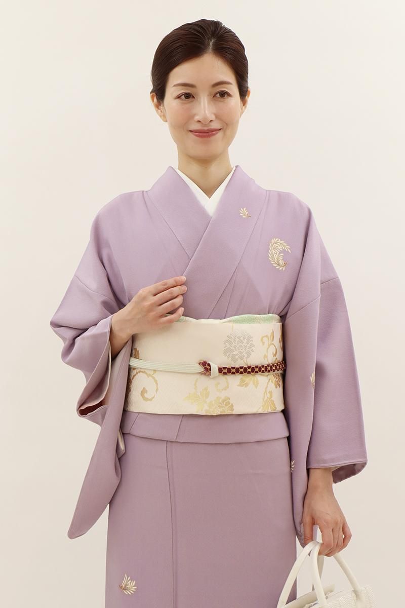 【再入荷】 銀座【L-7677】本袋帯 白色系 銀座きもの青木 - 牡丹唐草文 着物・浴衣