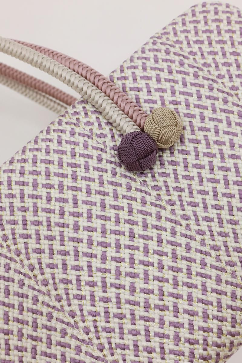 G-3132】衿秀製 利休バッグ 組織りに苧環 紫色系×金色 - 銀座きもの