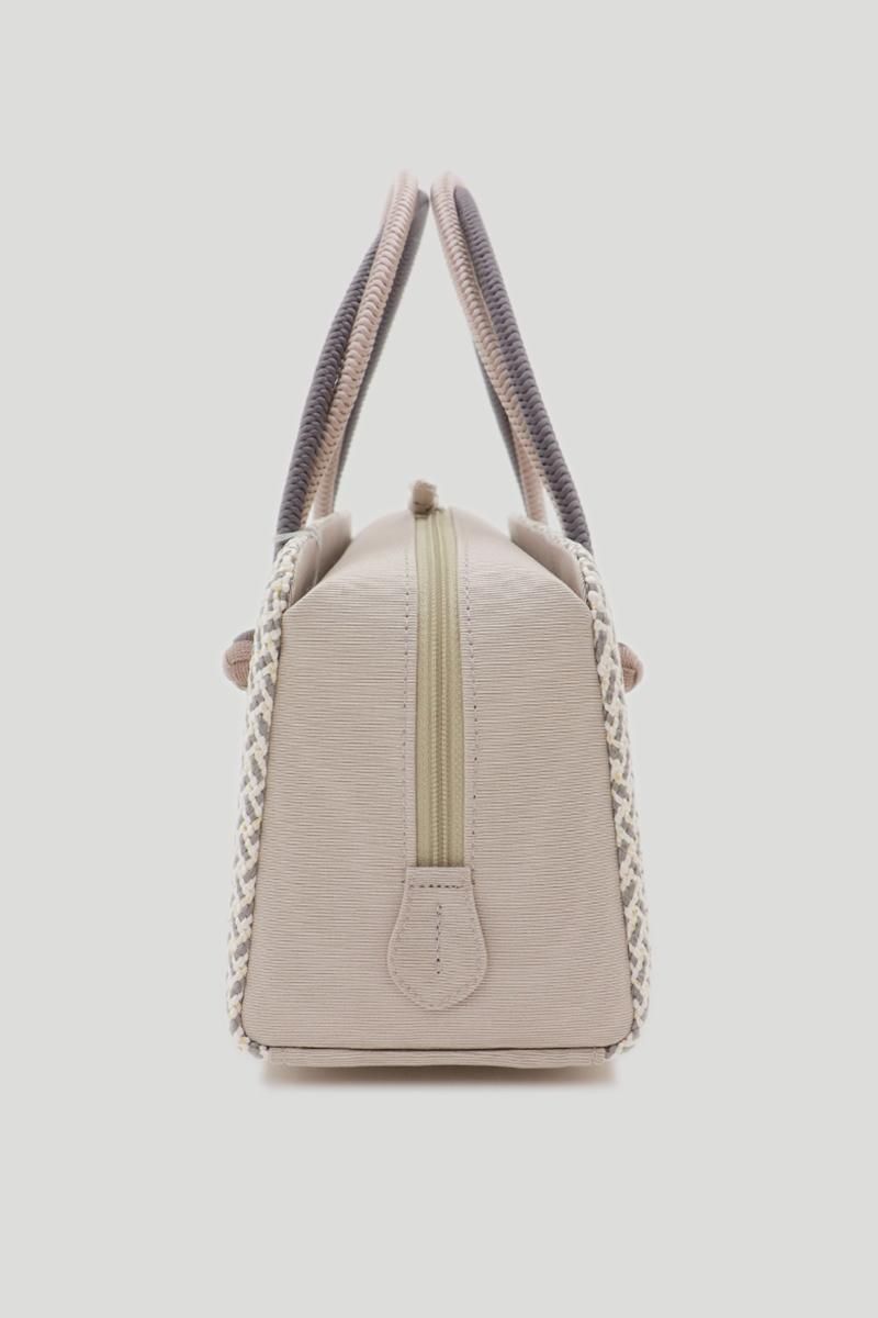 G-3133】衿秀製 利休バッグ 組織りに苧環 グレー系×金色 - 銀座きもの