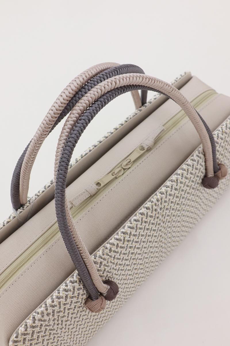 G-3133】衿秀製 利休バッグ 組織りに苧環 グレー系×金色 - 銀座きもの