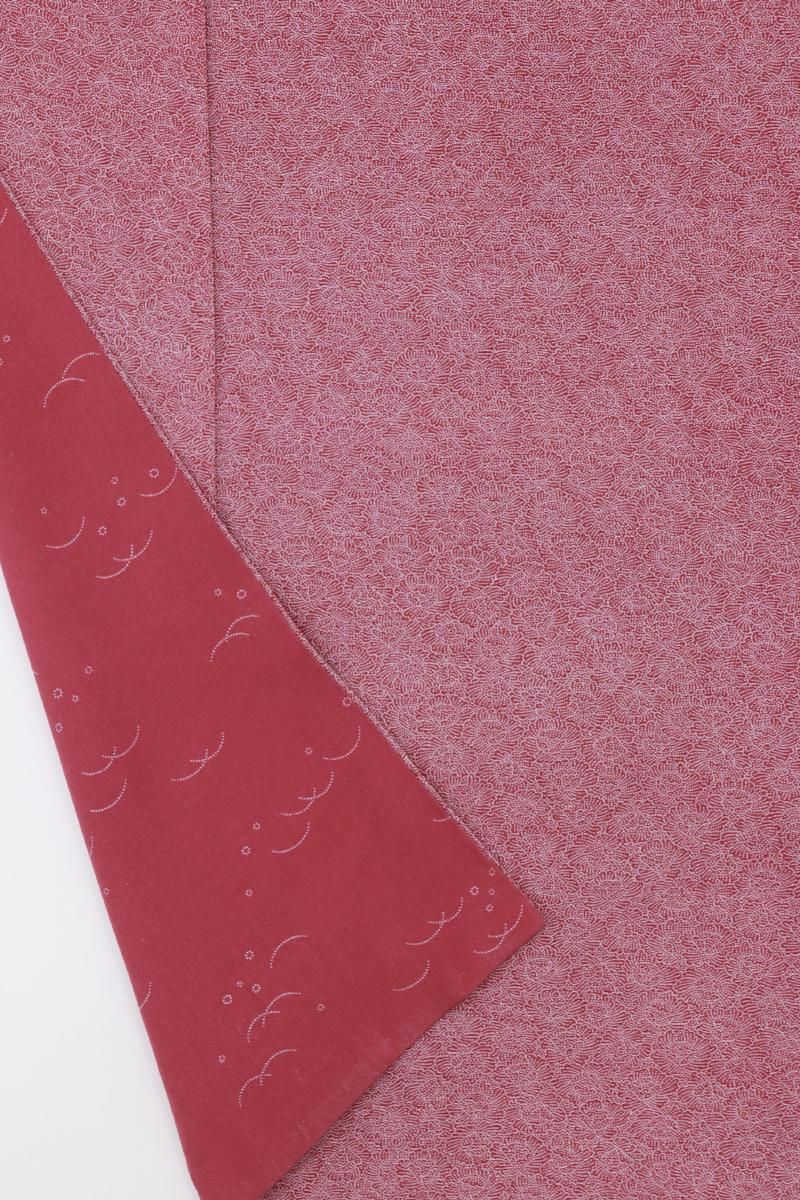 銀座【C-2959】人間国宝 小宮康孝作 江戸小紋 赤色系 牡丹の図