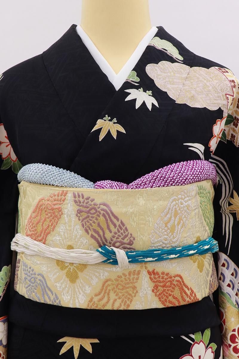 銀座【L-7740】袋帯 黄色系 鳥襷文 - 銀座きもの青木｜長く大切に着