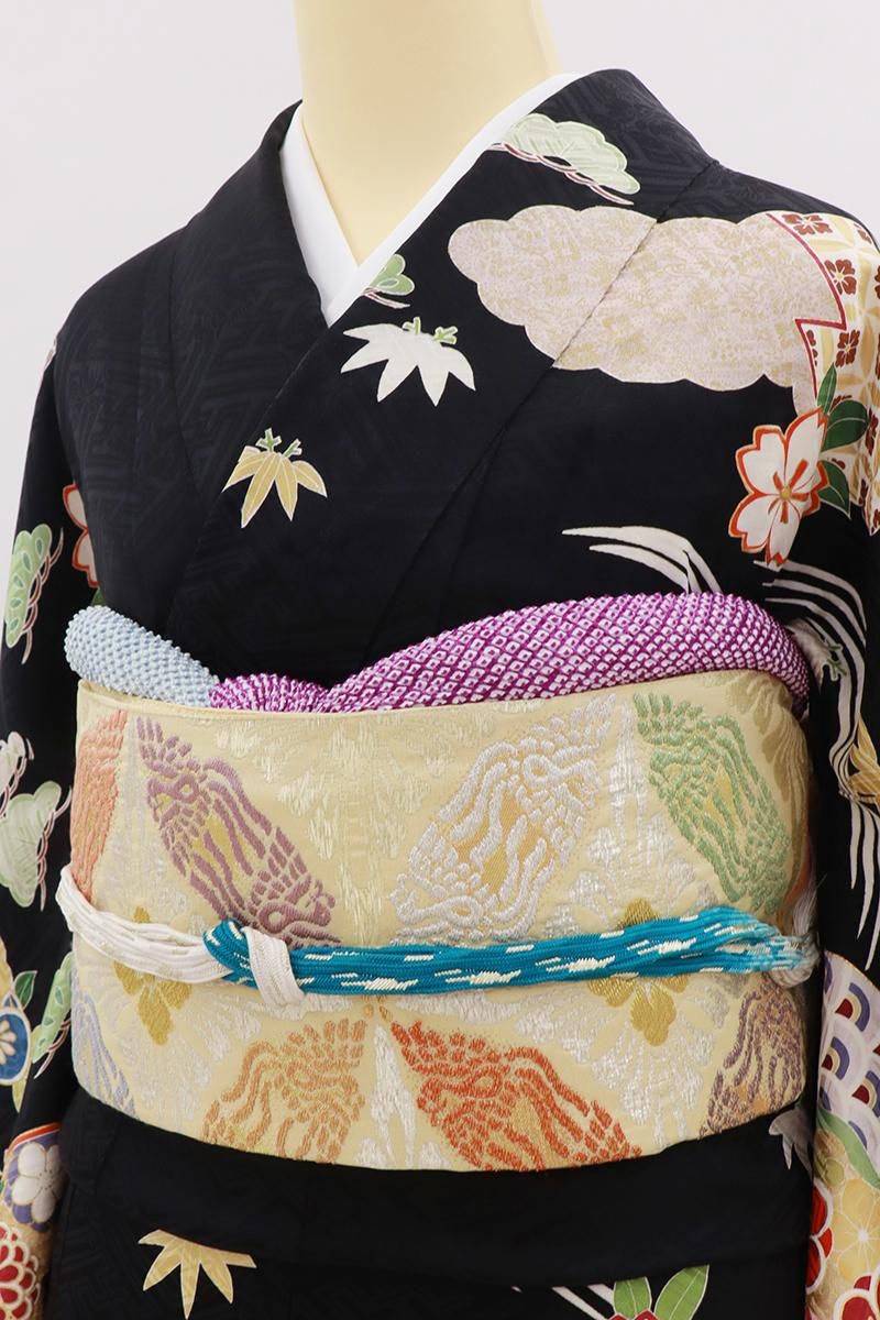 銀座【L-7740】袋帯 黄色系 鳥襷文 - 銀座きもの青木｜長く大切に着