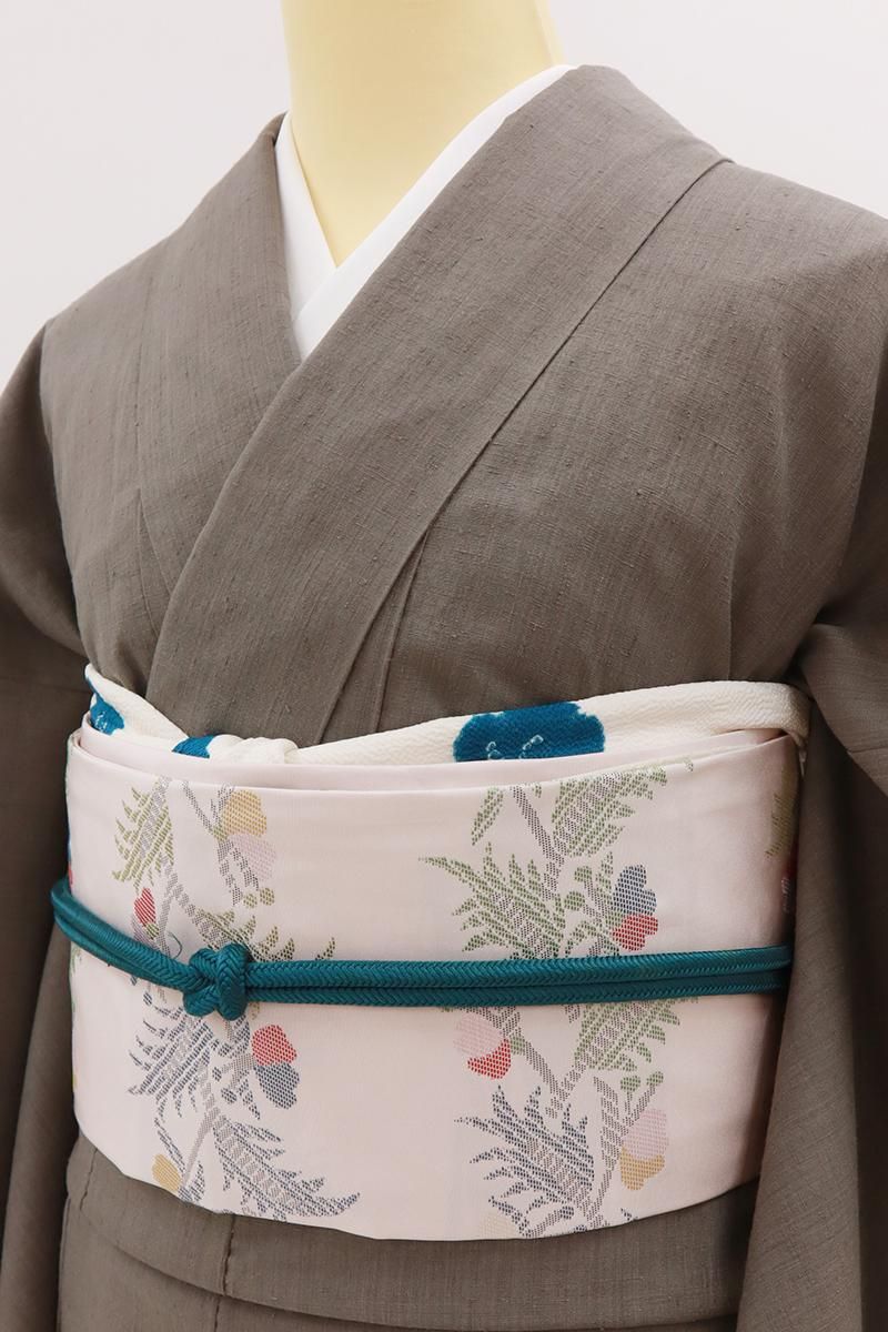 銀座【H-0114】西陣 帯屋捨松製 名古屋帯 ピンク系 トルコ草花文