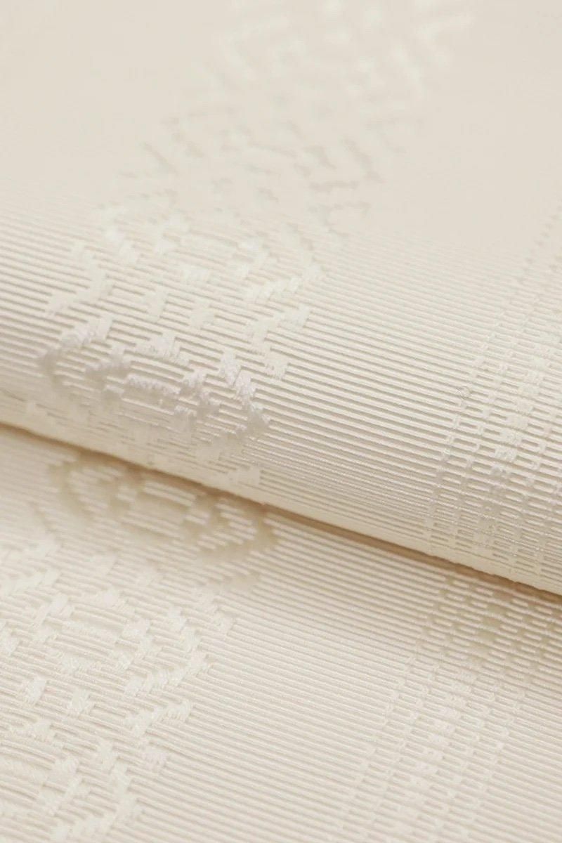 銀座【H-0119】本場筑前博多織 八寸織名古屋帯 白色 献上柄