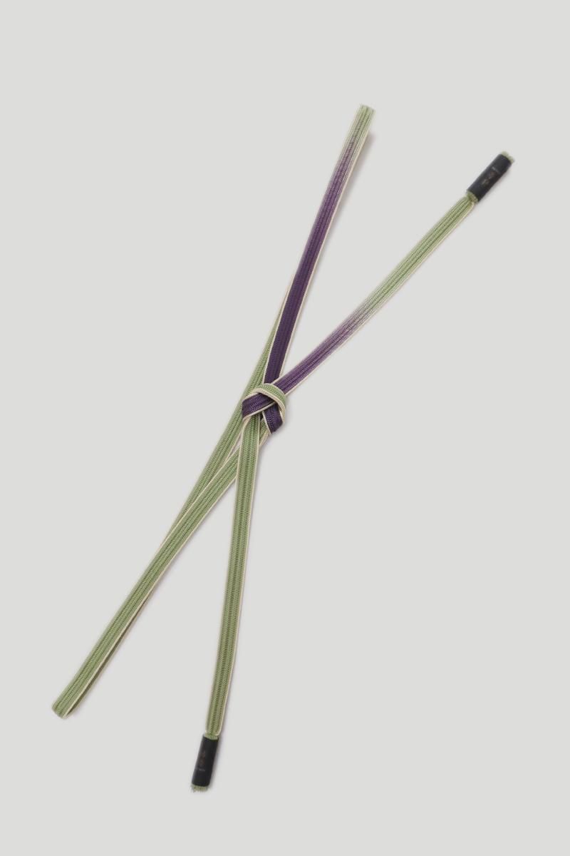 J-407】衿秀製 帯締め 綾竹組 深紺色系×青色系 二色暈かし