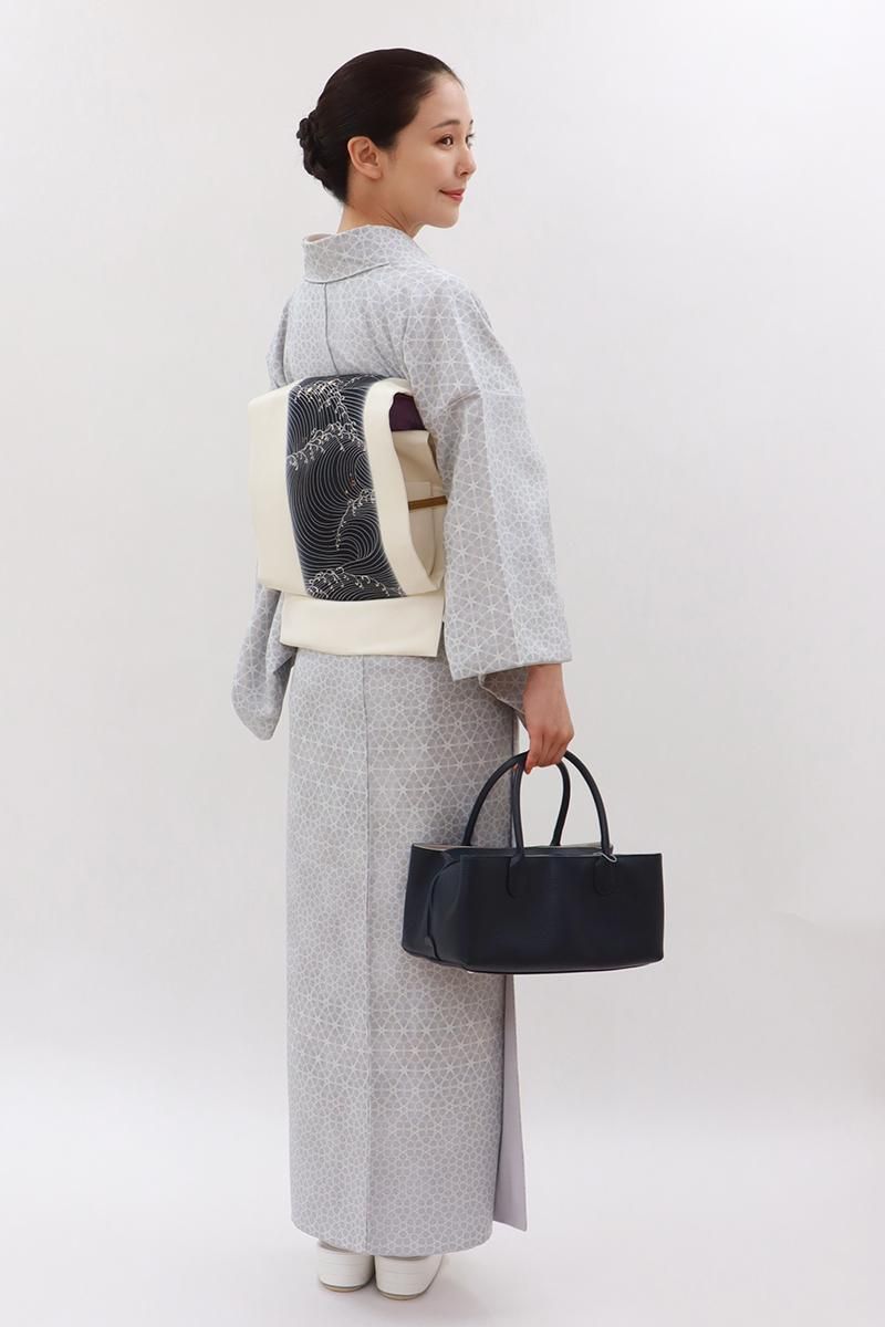 銀座【D-3636】小紋 グレー系 幾何文（反端付） :身丈157.5/裄66.5