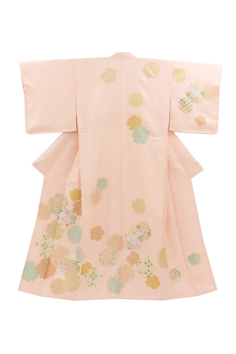 銀座【B-3860】訪問着 ピンク系 雪輪文 :身丈161/裄68 - 銀座きもの