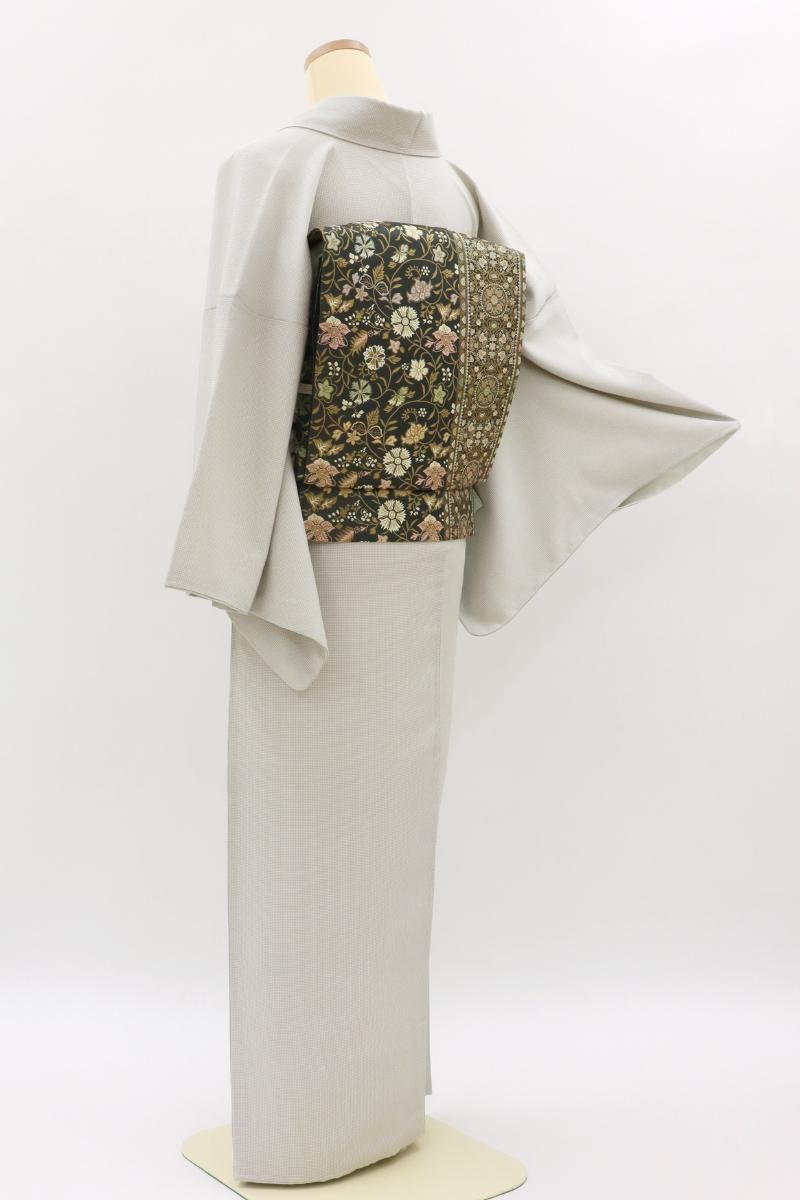 銀座【C-2981】江戸小紋 グレー系 角通し（反端付）（N） :身丈162/裄