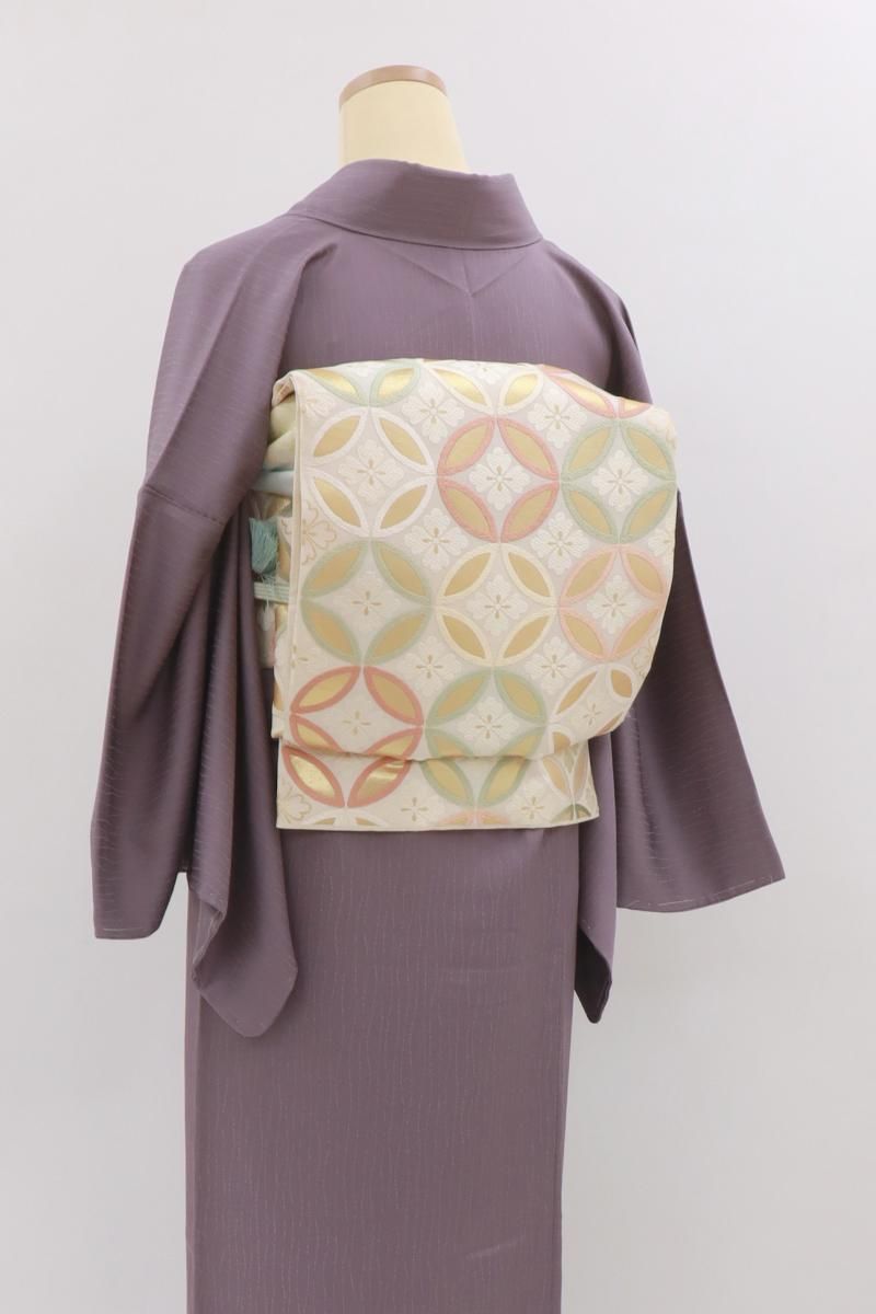袋帯 霞に金彩の松 美しい花 ガード加工 正絹 AO-4898 - メルカリ