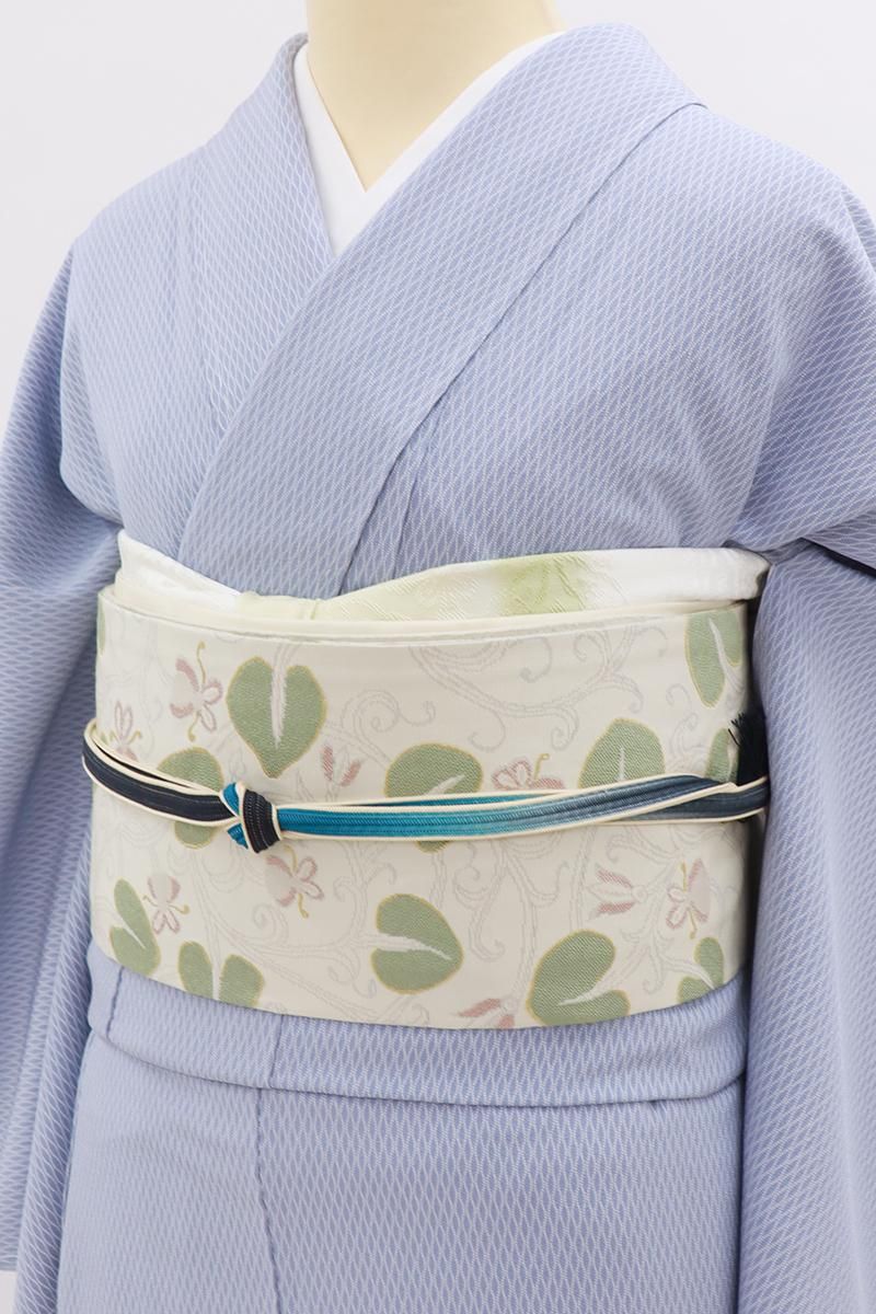 銀座【C-3007】江戸小紋 青色系 立涌文(反端付)（N):身丈162/裄68