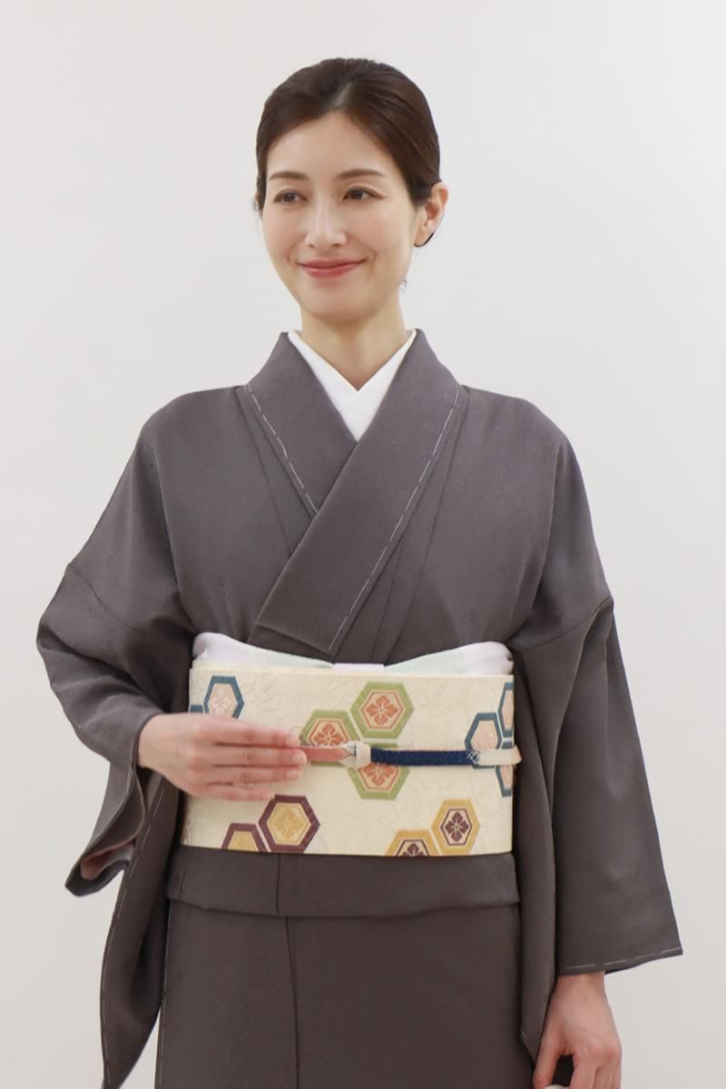 W-005】衿秀製 帯揚げ ピンク×緑色系 華文 - 銀座きもの青木｜長く大切