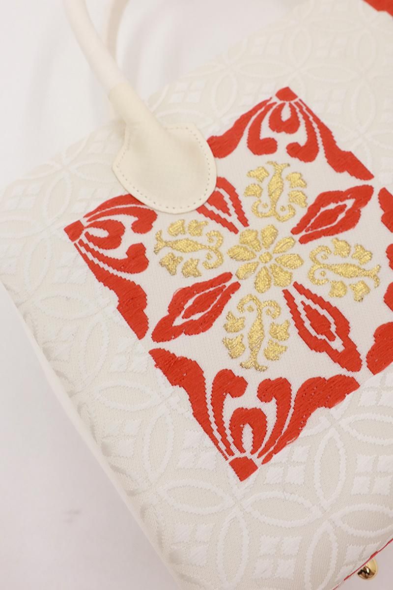 G-3238】利休バッグ 唐織 菱文 白色系 - 銀座きもの青木｜長く大切に着