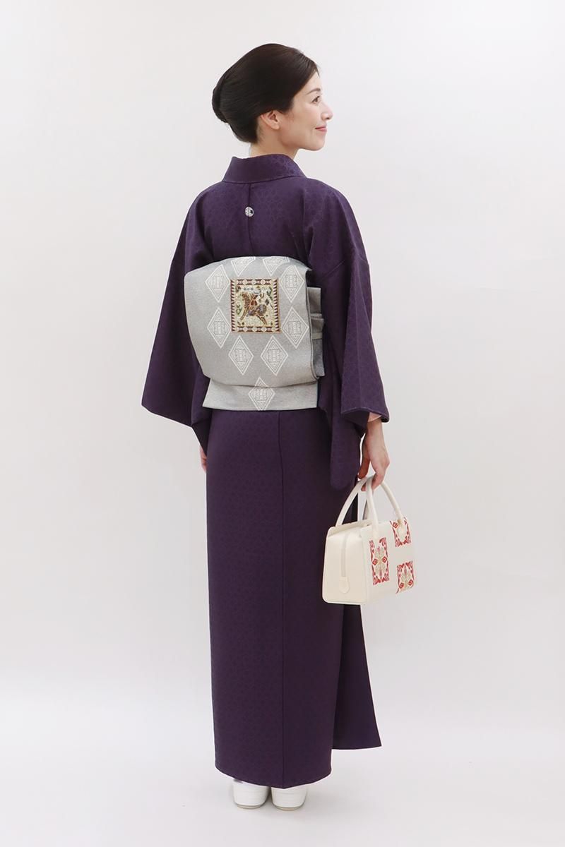 銀座【C-3012】染一ッ紋 色無地 紫色系 抽象文（反端付） :身丈156.5