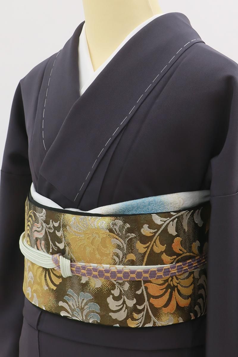 あおき【L-7880】西陣 川島織物製 本袋帯 金色 花唐草文（落款入