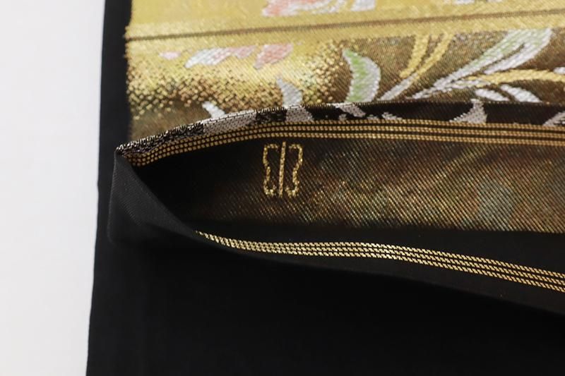 あおき【L-7880】西陣 川島織物製 本袋帯 金色 花唐草文（落款入