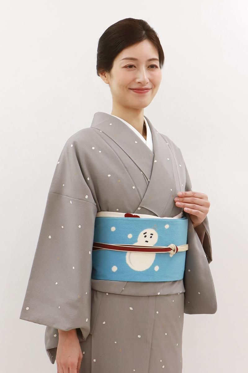 訪問着 ホリヒロシ 落款 縮緬 灰色 青ススキ正絹 名品 レディース
