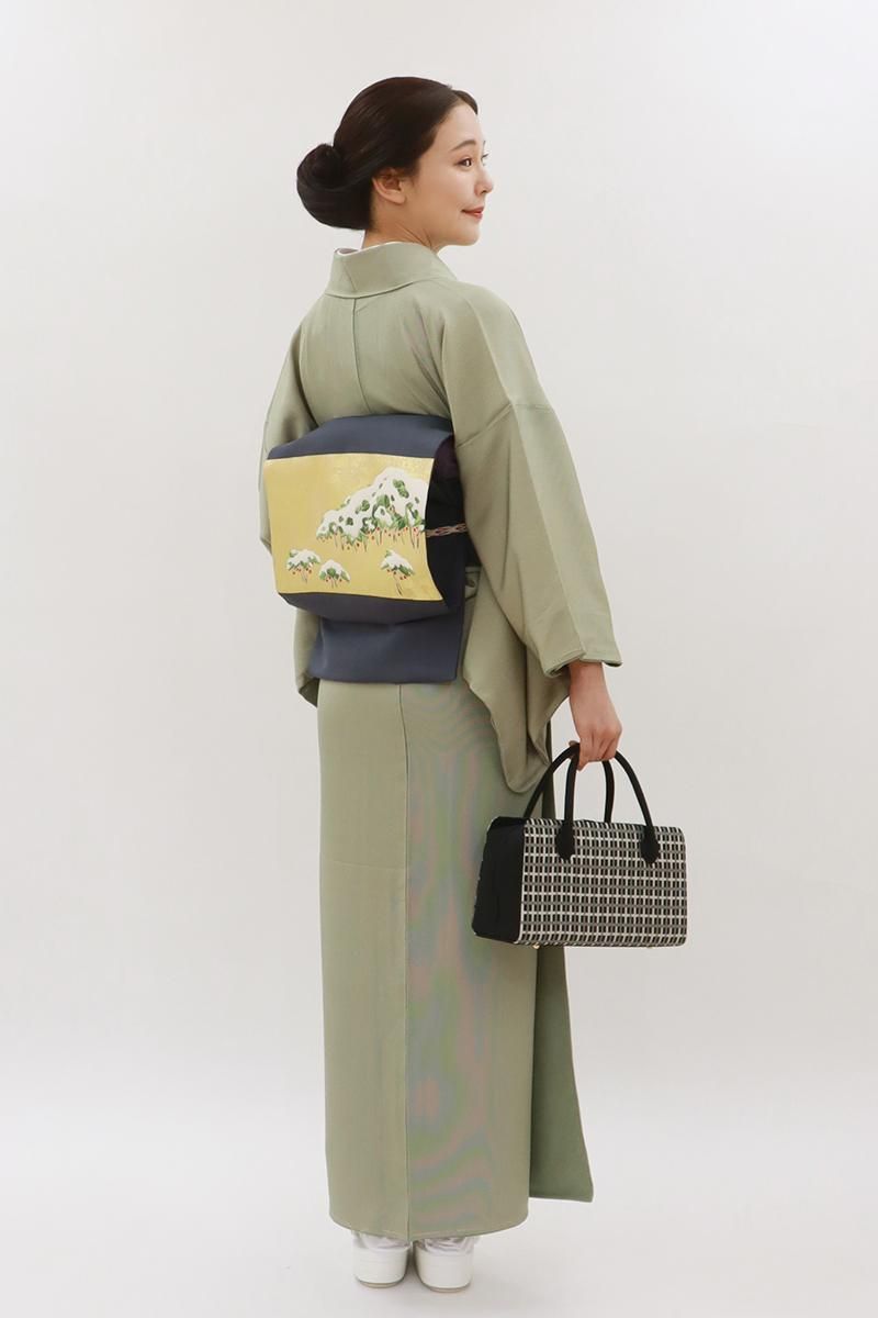 銀座【C-3017】江戸小紋 緑色 万筋 :身丈155/裄65 - 銀座きもの青木