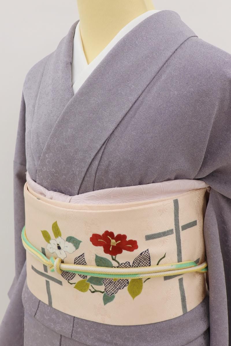 銀座【C-3028】江戸小紋 紫色系 花唐草の地紋に鮫文 :身丈157.5