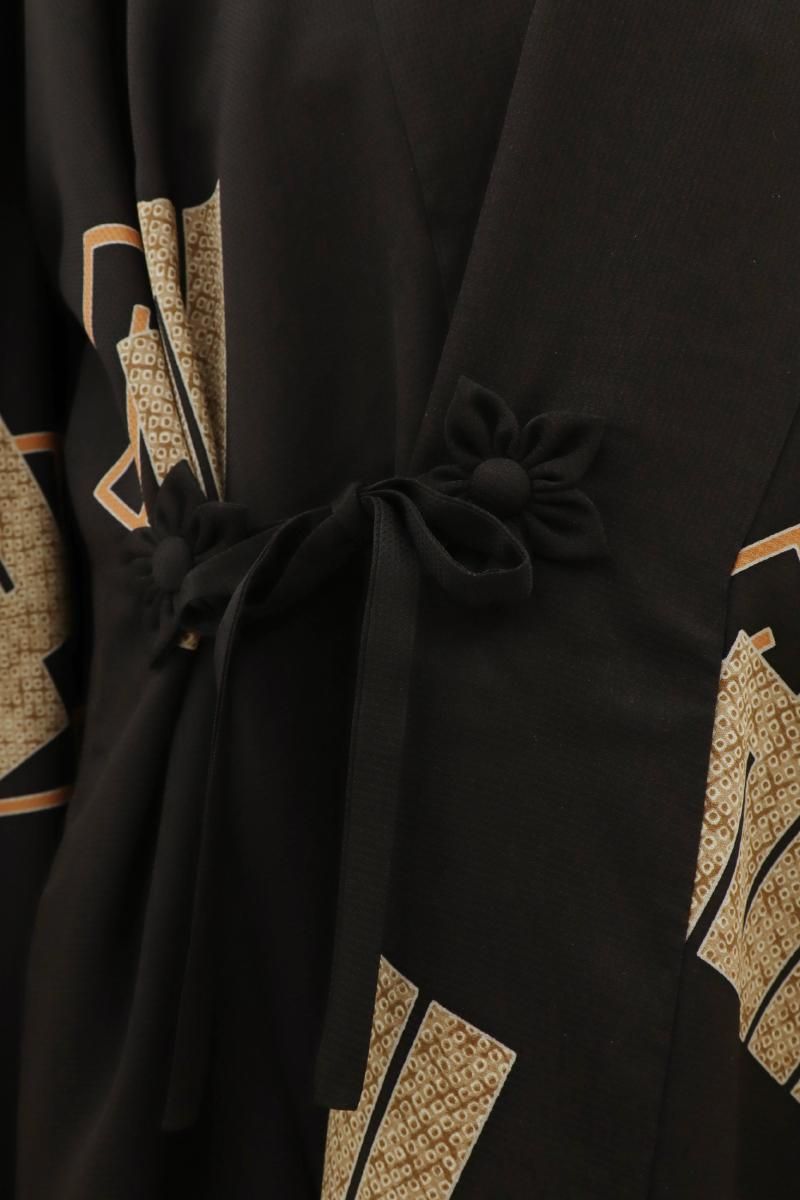 銀座【E-2151】道中着 茶色系 源氏香の図（反端付）（N）:身丈108.5/裄