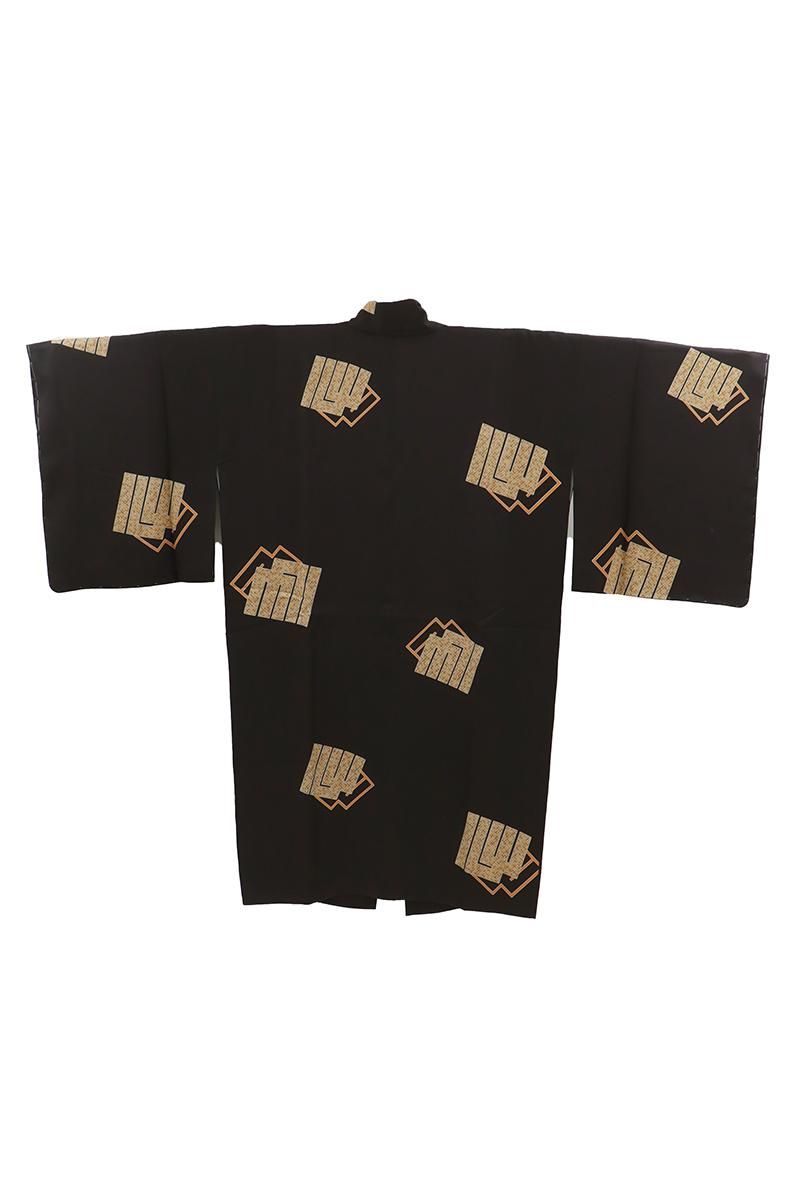 銀座【E-2151】道中着 茶色系 源氏香の図（反端付）（N）:身丈108.5/裄