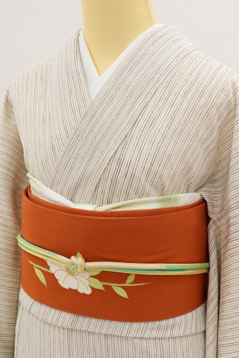 帯 名古屋帯 美品 正絹 金糸 鶴 菊 牡丹 Z-1