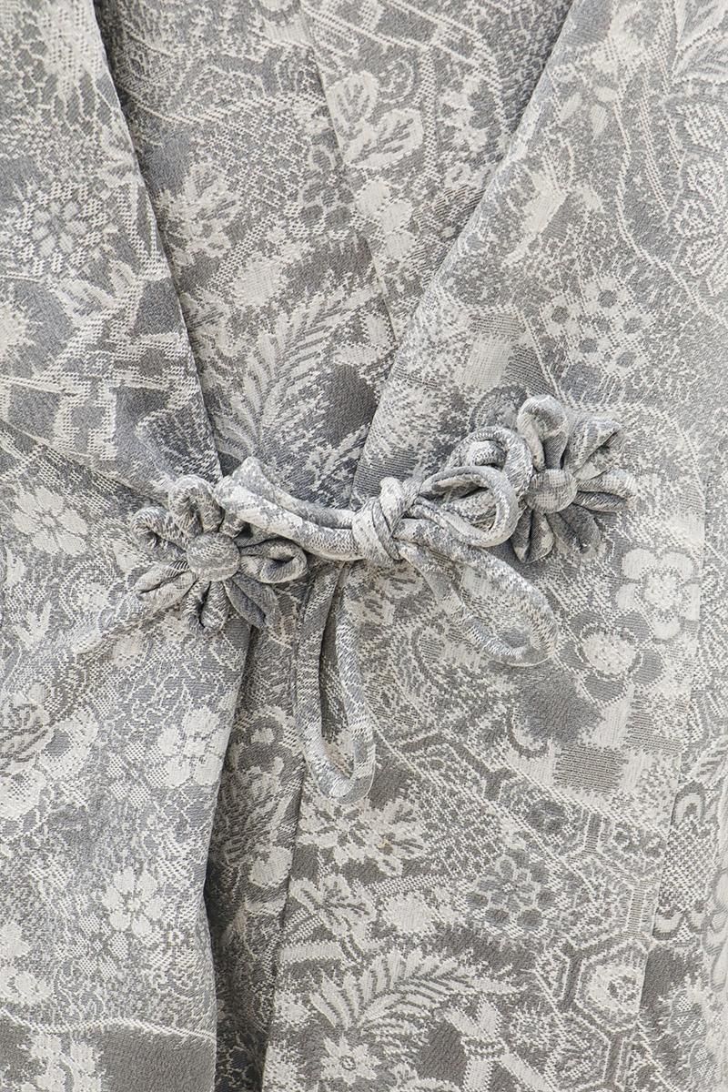 銀座【E-2156】道中着 グレー系 道長取りに唐花文 :身丈113/裄67.5