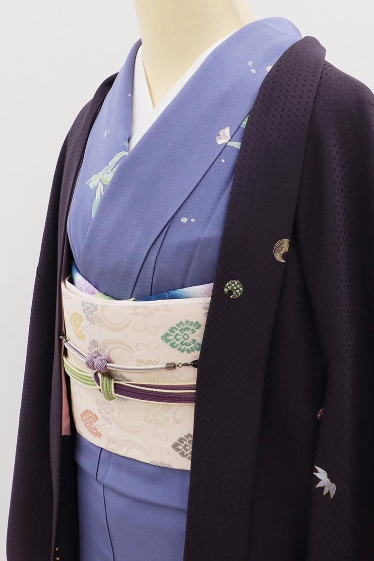 あおき【E-2166】刺繍 羽織 紫色系 宝尽くし文 :身丈95/裄65