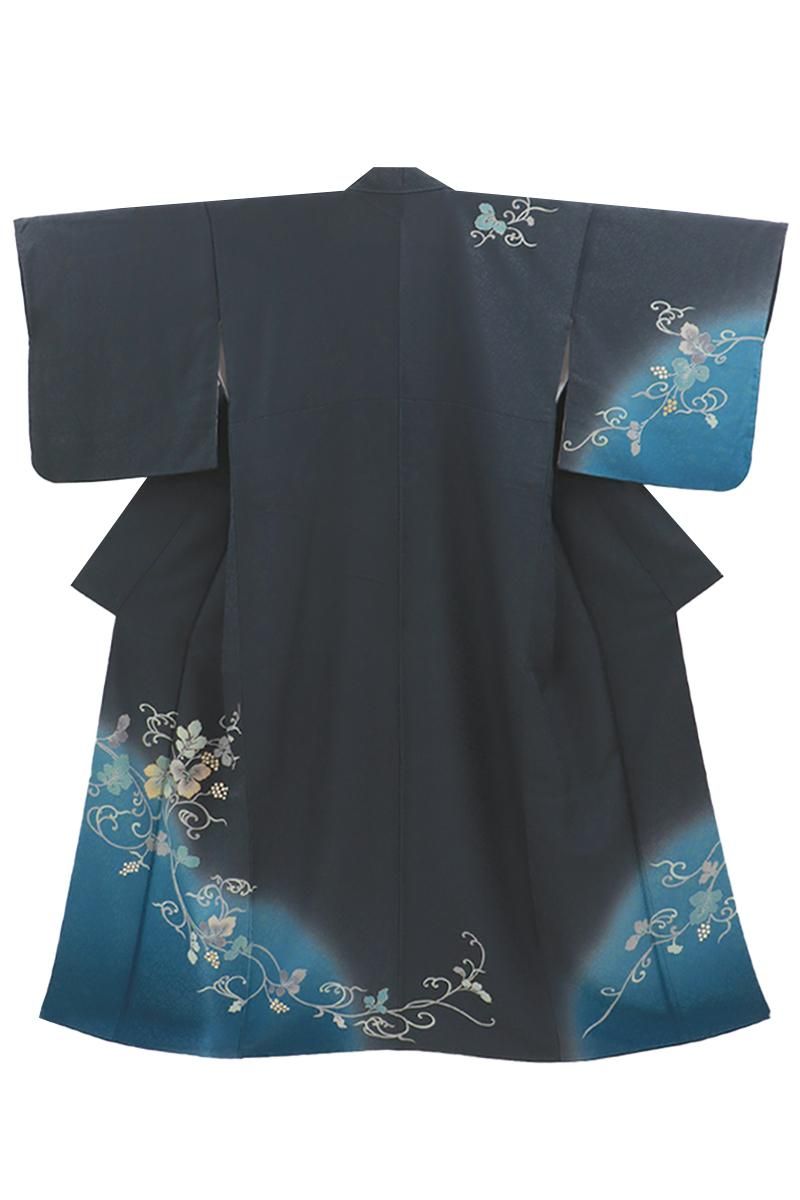 着物　付け下げ　訪問着 付下げ訪問着 観世流水 黒赤 （成謙工房）：京友禅