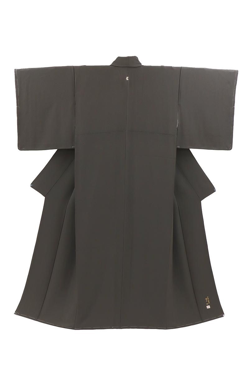 銀座【C-3054】染一ッ紋 色無地 石板色（梶山伸落款入） :身丈159/裄66