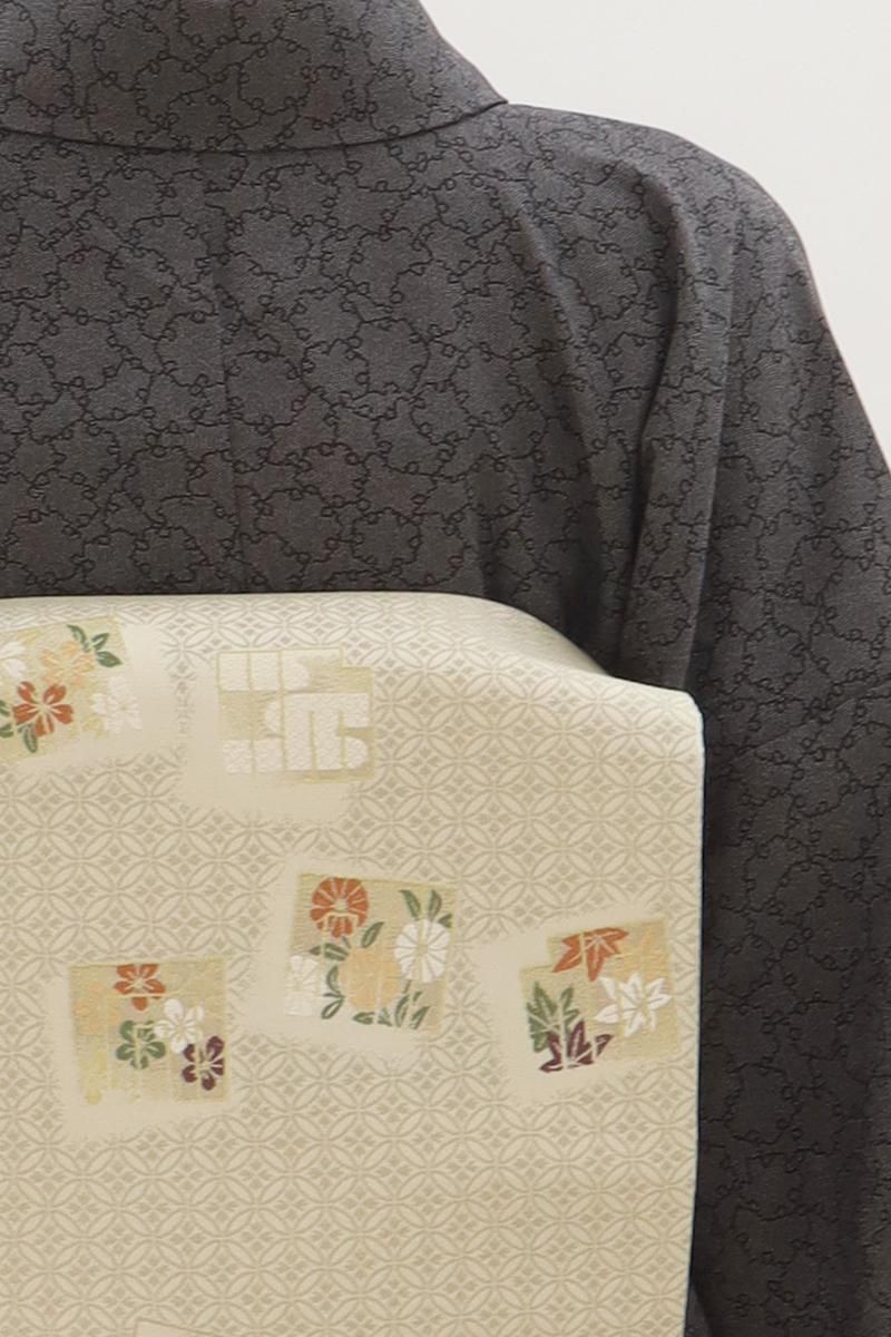 未仕立品】袋帯 正絹 金銀ラメ 正倉院紋 キレイめ着物 AO-0427