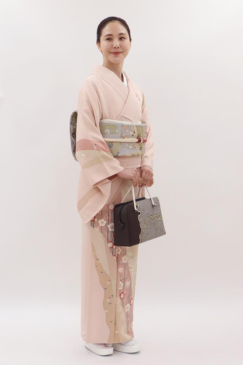 訪問着　銀彩　松竹梅　モノトーン系　着物　043w p 訪問着[至極色・松竹梅]｜着物レンタルあき (来店着付け無料