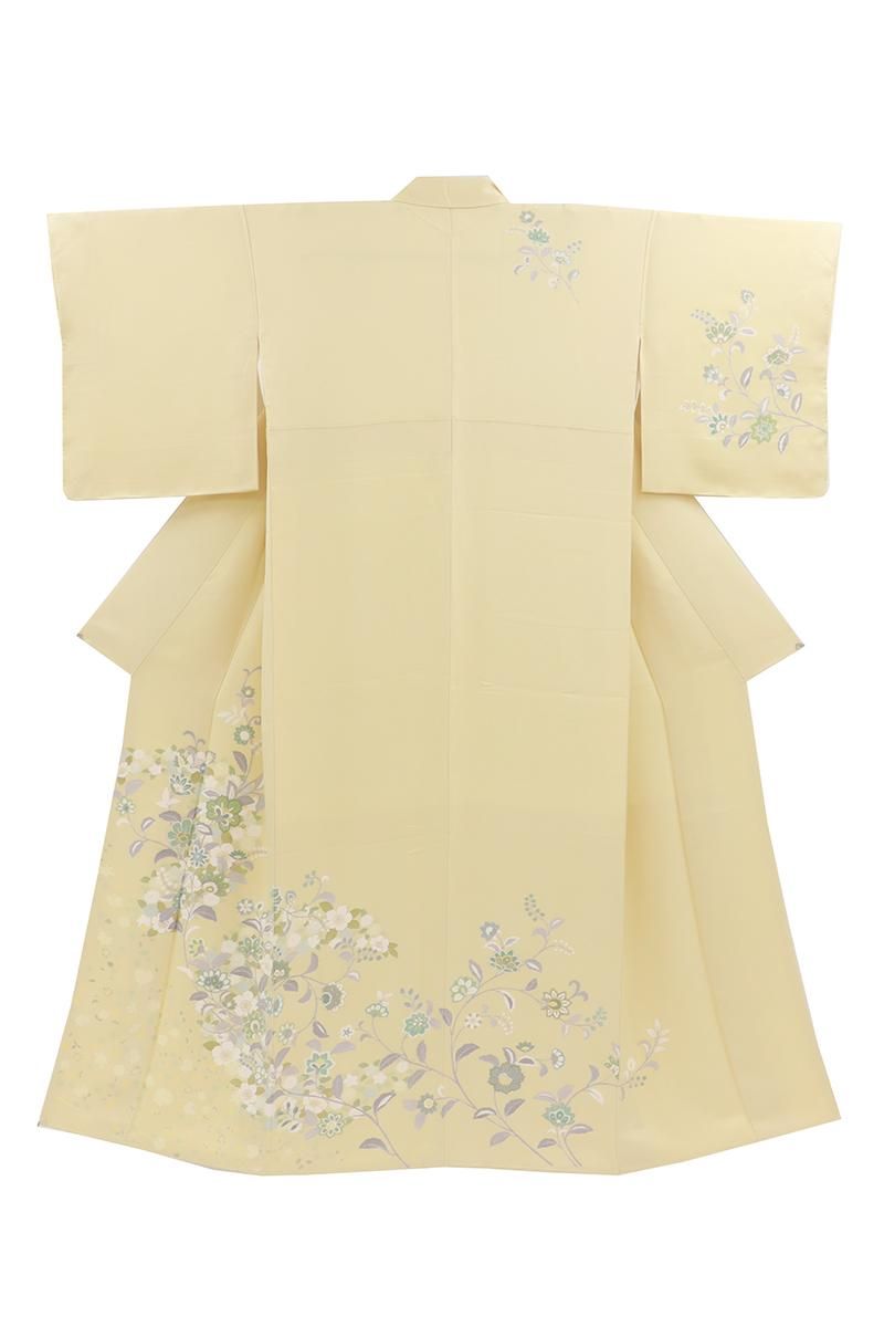 AA7052夏物未使用訪問着165㎝薄黄緑 古典唐花