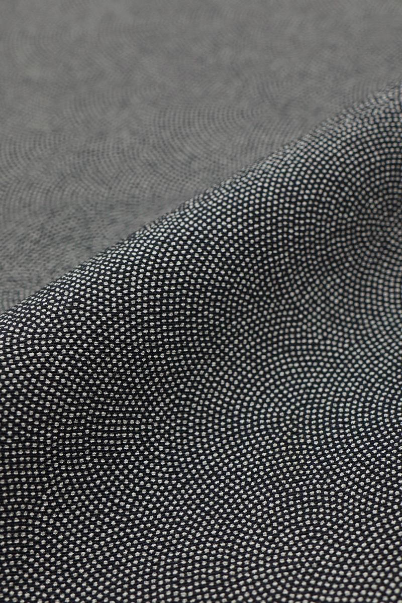 銀座【C-3058】縮緬地 江戸小紋 紺鼠色 鮫文 :身丈154.5/裄66.5 - 銀座