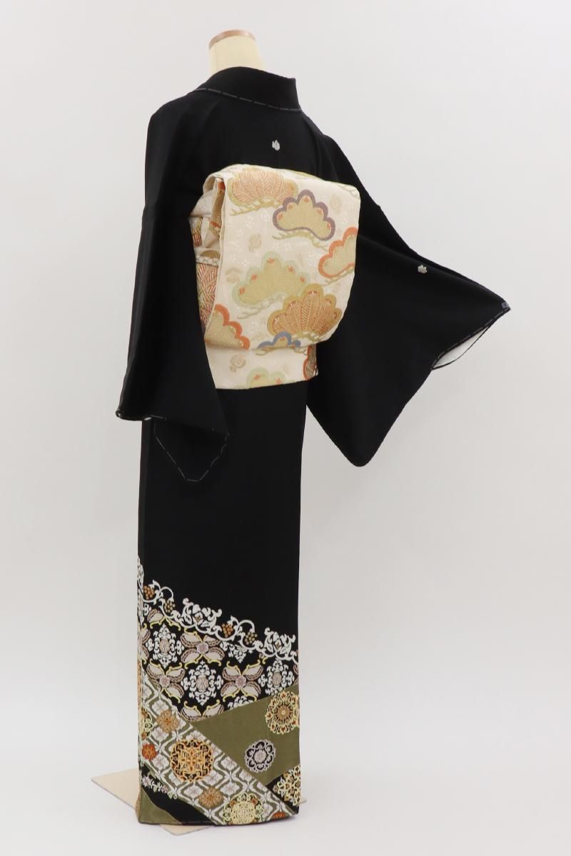 銀座【B-4003】染五ッ紋 刺繍 黒留袖 黒色 有職華文:身丈161.5/裄69