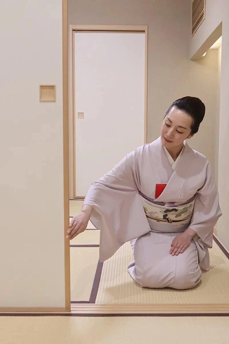 銀座【C-2753-3】単衣 江戸小紋 薄藤色 万筋（反端付）（N）:身丈160