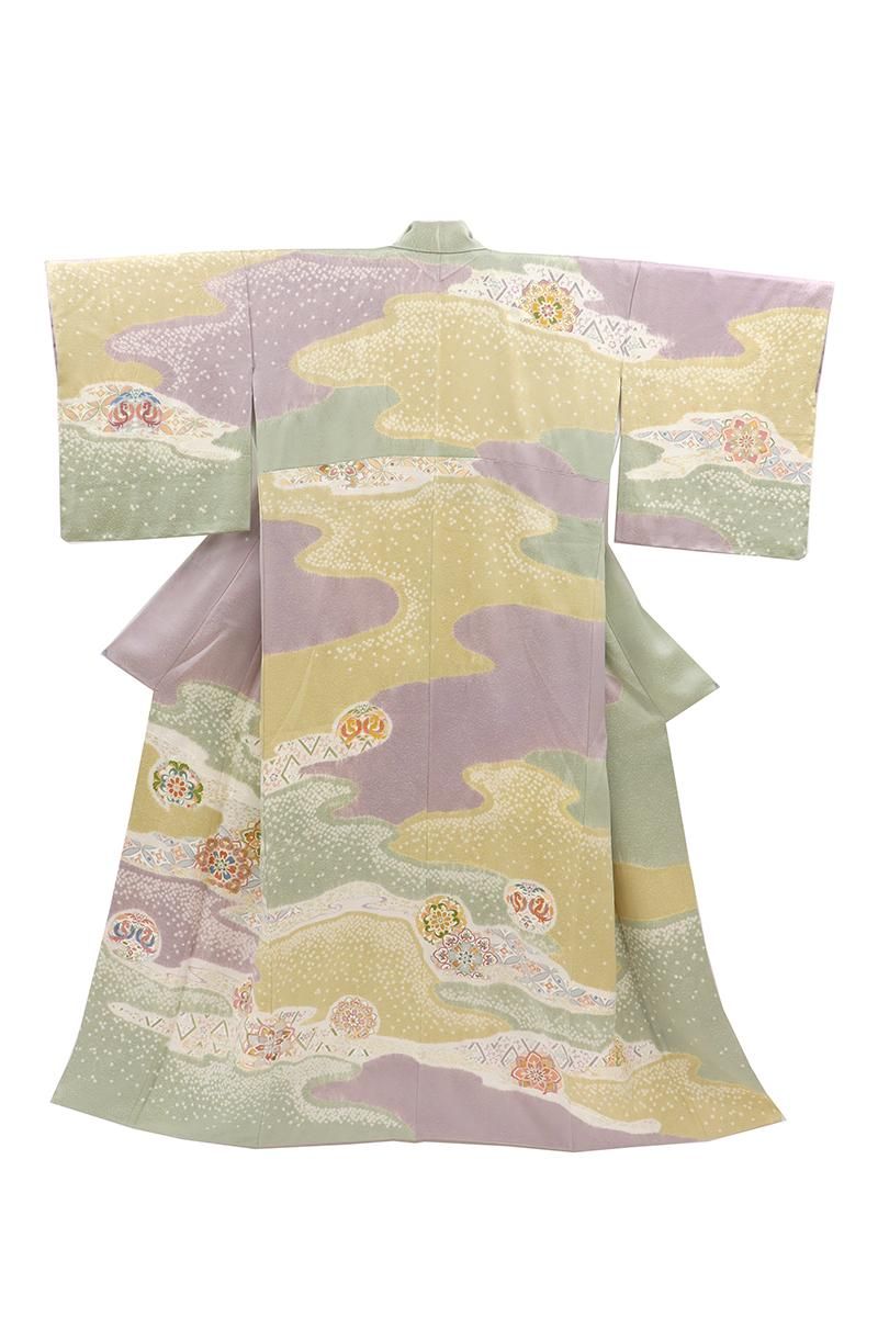 銀座【B-4007】絞り染め 訪問着 多彩な霞に華文 :身丈158.5/裄67