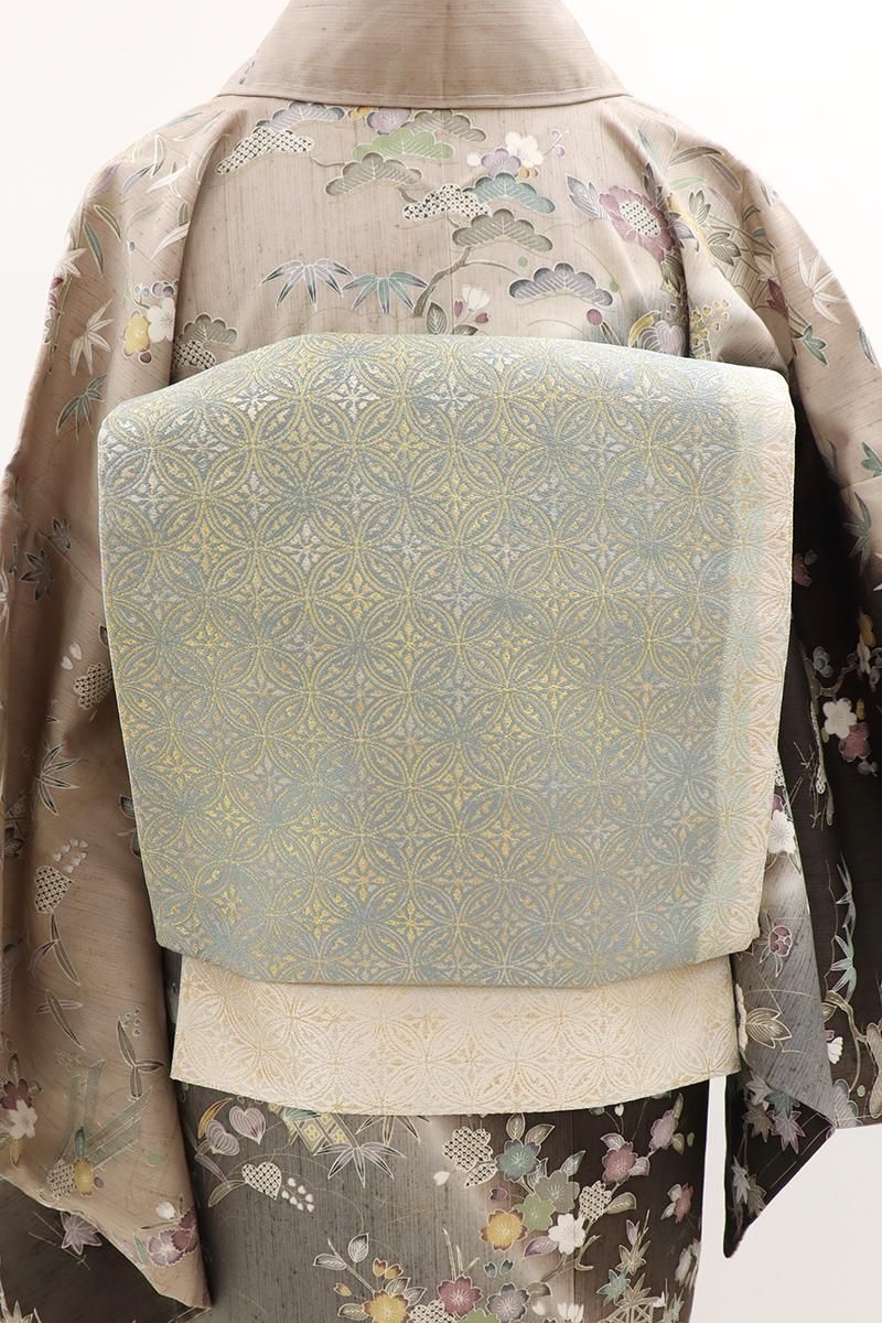 白寿苑 美しいキモノ掲載 西陣織 袋帯 クリーム ベージュ 白 421