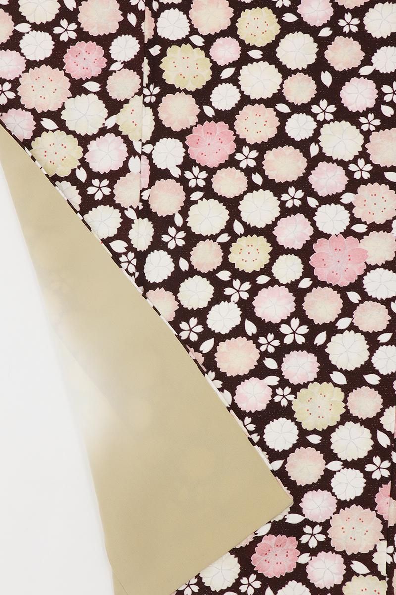 銀座【D-3702】小紋 濃色 桜文 :身丈152.5/裄64/細め - 銀座きもの青木