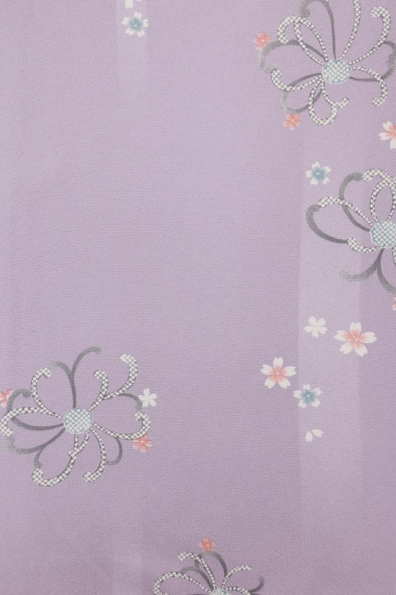 銀座【D-3706】小紋 薄藤色 糸菊に桜文 :身丈165/裄68.5/広め 銀座【D-3706】小紋 薄藤色 糸菊に桜文 :身丈165/裄68.5/広め