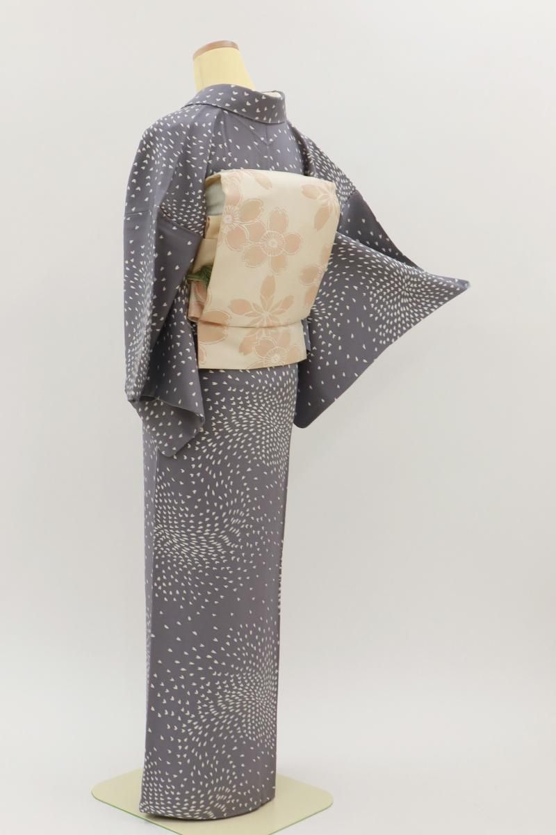 斉藤上太朗小紋花模様蝶菊コスモス小花リーフ着物041a d