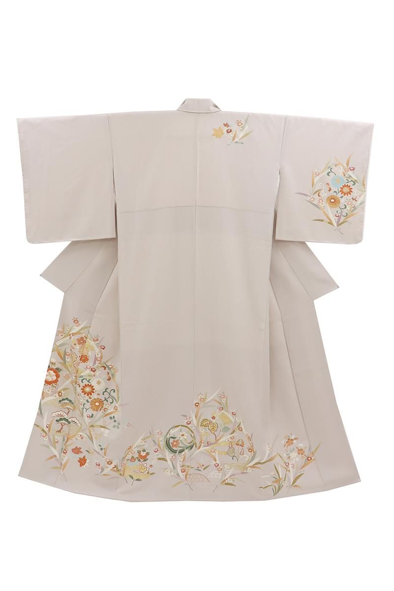 【メグモグ　】訪問着　薄浅葱色　ライトブルー系　身丈163cm 四季草花 0082H 訪問着 紫 花 銀座本店在庫 | KIMONO TOKYO TOSHIE