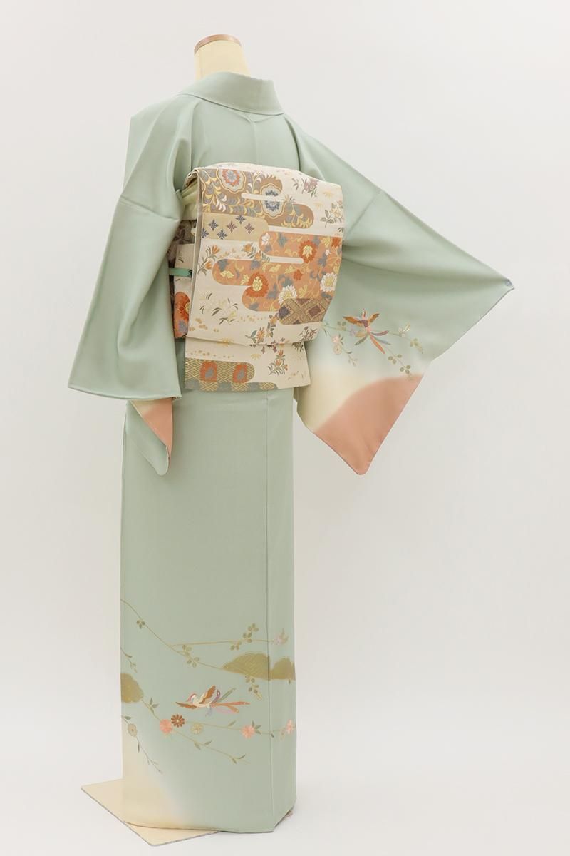 ４点おまとめ★御召織 訪問着 宝尽し文様 吊り暈し染め お茶席着物 (3443) 4点おまとめ☆御召織 訪問着 宝尽し文様 吊り暈し染め お茶