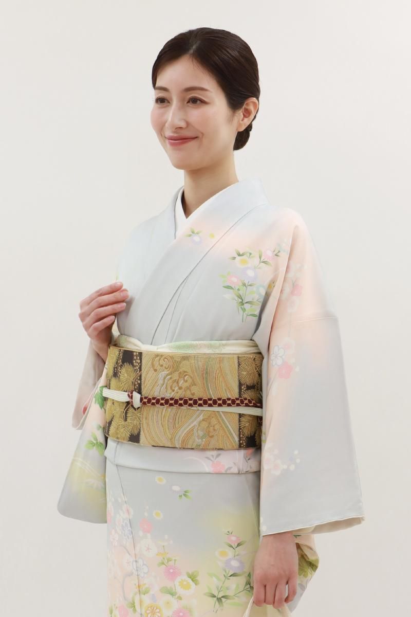 NISHIORI フォーマル 袋帯 全通 古典 立涌 菊 ブラック ゴールド