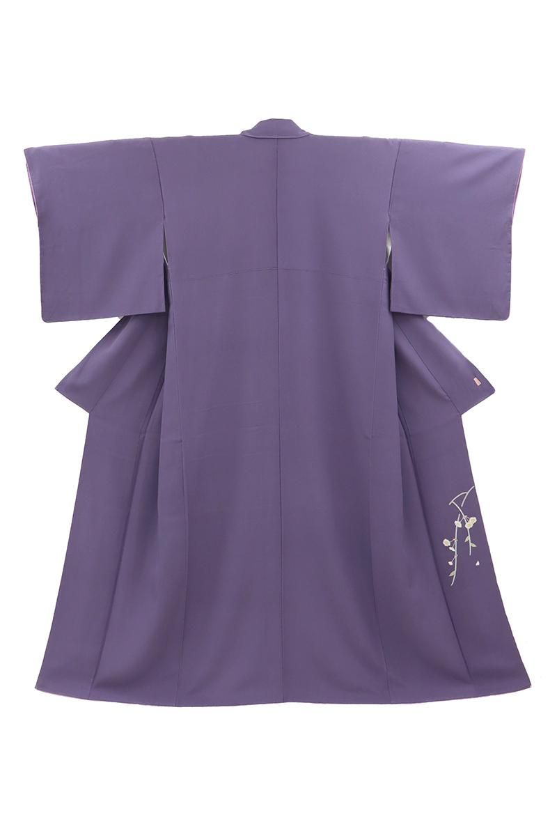 銀座【C-3091】本加賀友禅 藤村建雄 色無地 錆桔梗色（落款入・証紙付